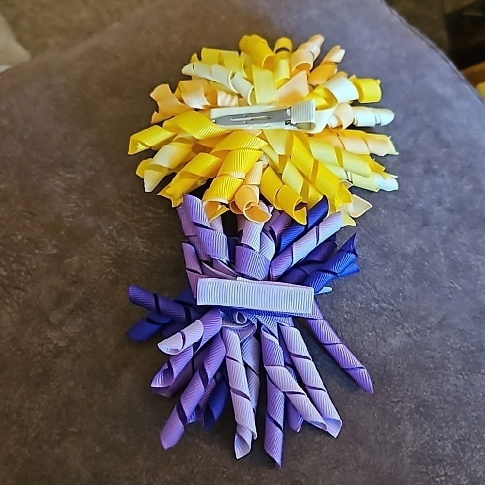 3/$30 Set of Two Curly Ribbon Coquette Hair Bow Clips
